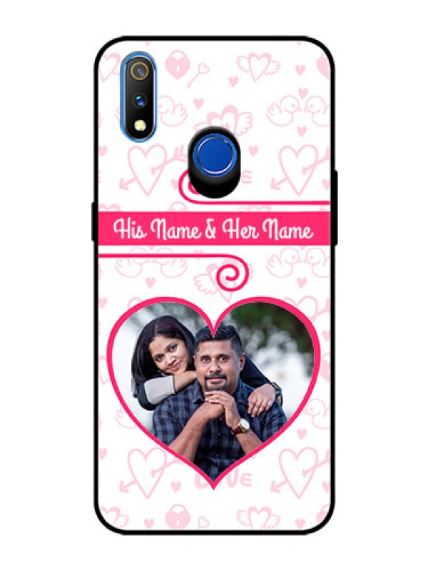 Custom Realme 3 Pro Personalized Glass Phone Case  - Heart Shape Love Design
