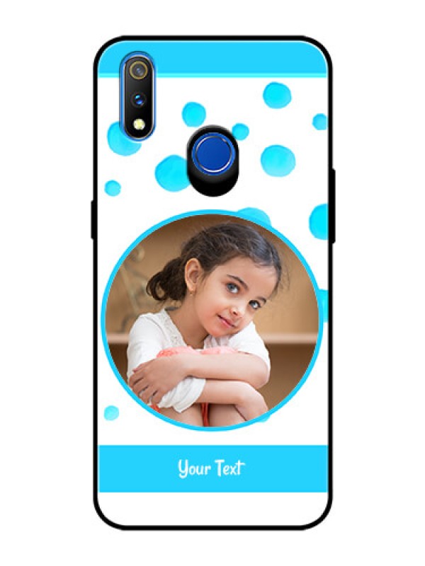 Custom Realme 3 Pro Photo Printing on Glass Case  - Blue Bubbles Pattern Design