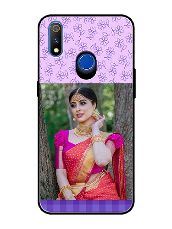 Custom Realme 3 Pro Custom Glass Phone Case  - Purple Floral Design