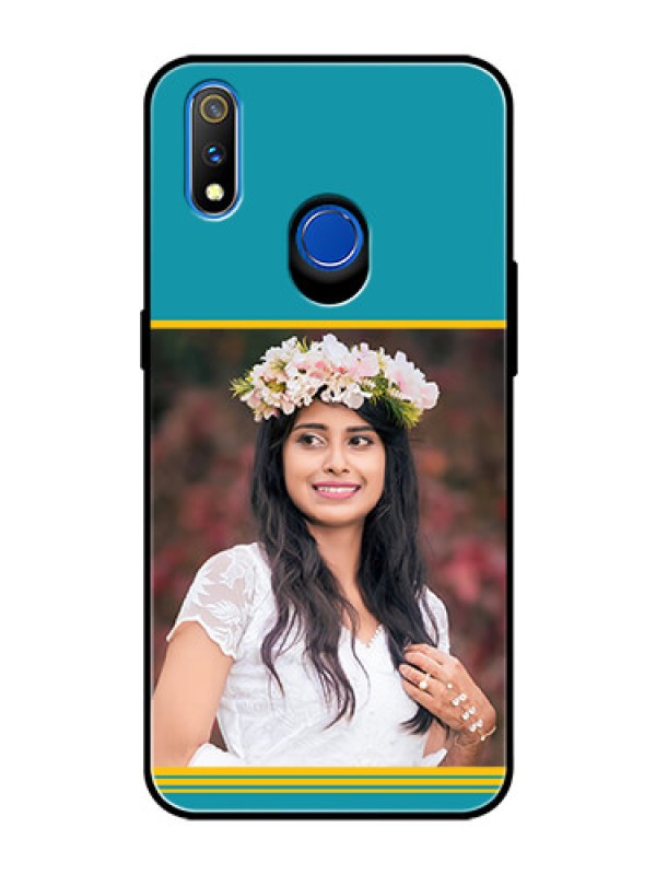 Custom Realme 3 Pro Custom Glass Phone Case  - Yellow & Blue Design 