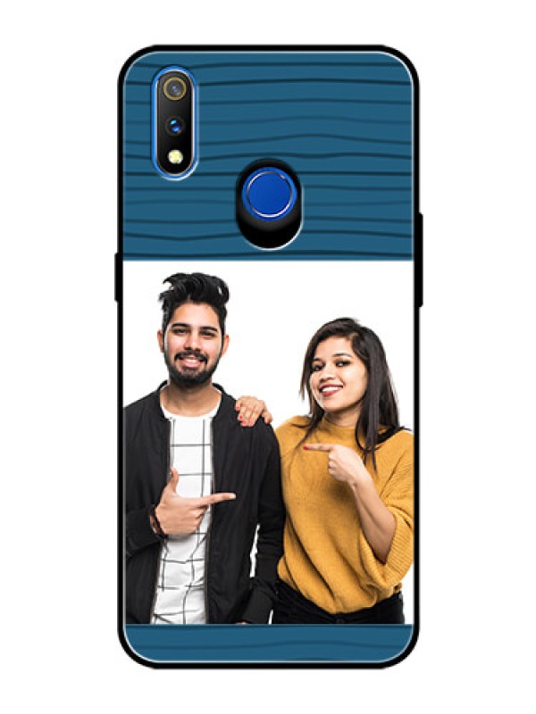Custom Realme 3 Pro Custom Glass Phone Case  - Blue Pattern Cover Design
