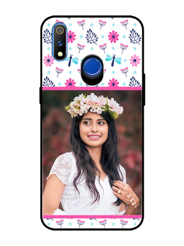Custom Realme 3 Pro Photo Printing on Glass Case  - Colorful Flower Design