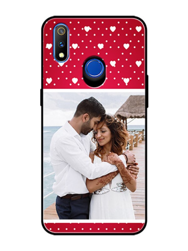 Custom Realme 3 Pro Photo Printing on Glass Case  - Hearts Mobile Case Design