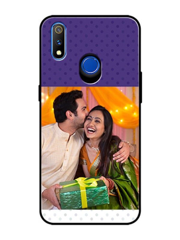 Custom Realme 3 Pro Personalized Glass Phone Case  - Violet Pattern Design