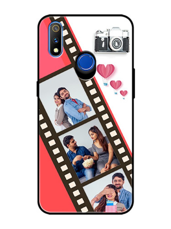 Custom Realme 3 Pro Personalized Glass Phone Case  - 3 Image Holder with Film Reel