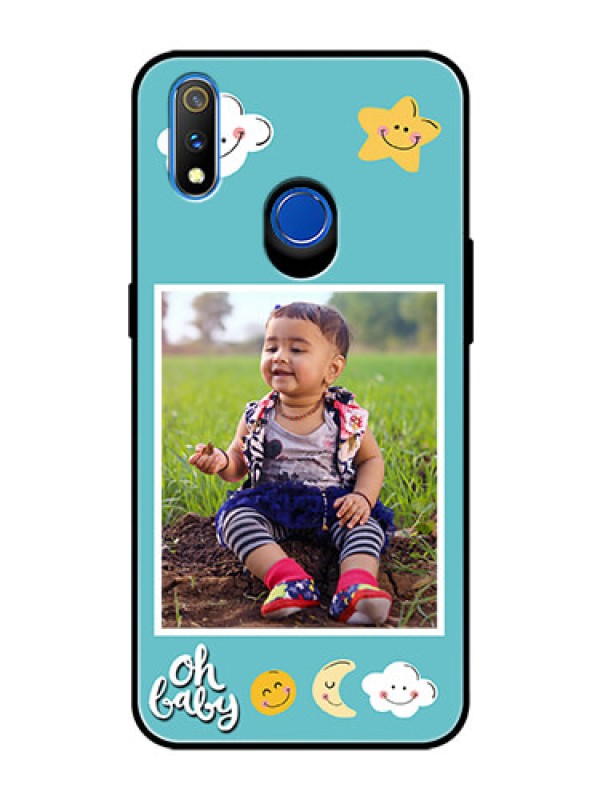 Custom Realme 3 Pro Personalized Glass Phone Case  - Smiley Kids Stars Design