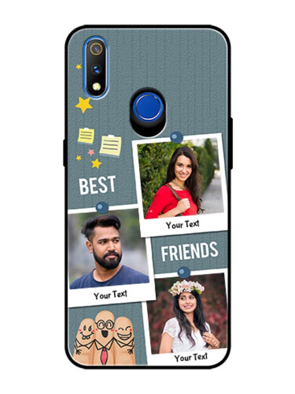 Custom Realme 3 Pro Personalized Glass Phone Case  - Sticky Frames and Friendship Design
