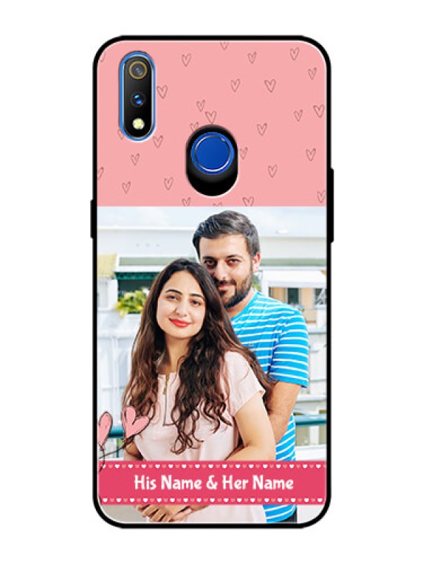 Custom Realme 3 Pro Personalized Glass Phone Case  - Love Design Peach Color