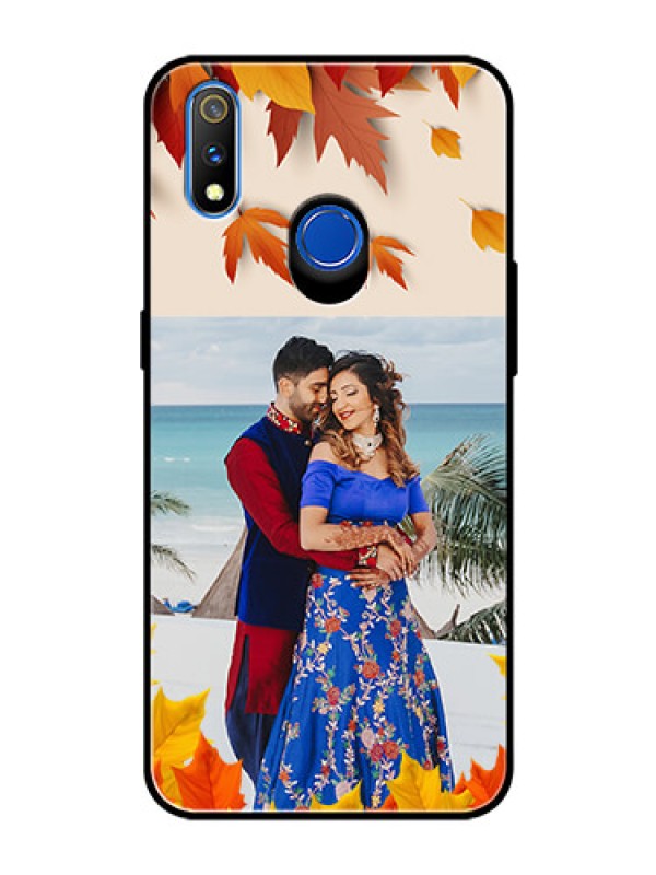 Custom Realme 3 Pro Photo Printing on Glass Case  - Autumn Maple Leaves Design