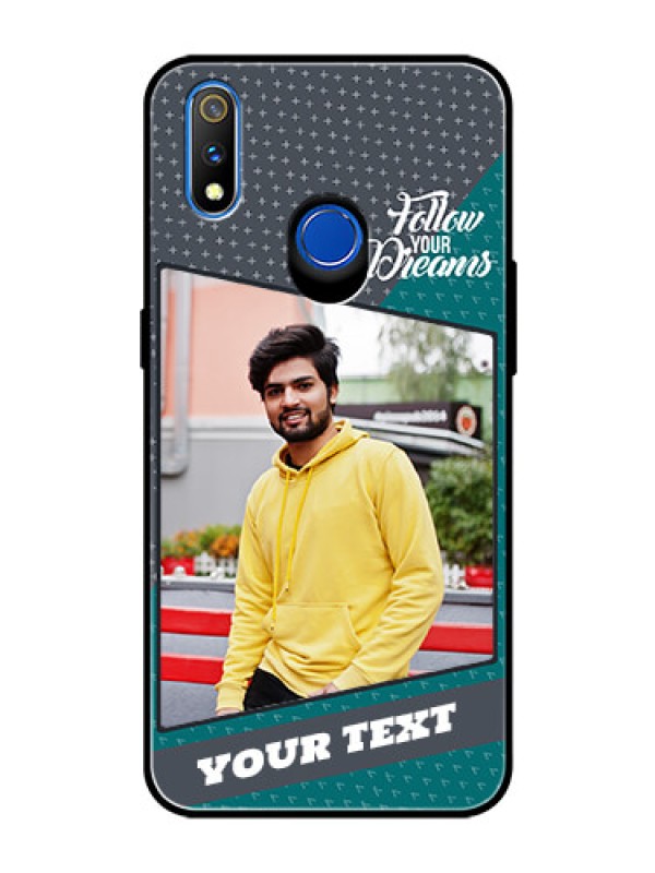 Custom Realme 3 Pro Personalized Glass Phone Case  - Background Pattern Design with Quote