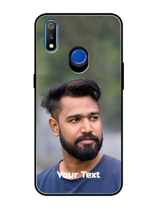 Custom Realme 3 Pro Glass Mobile Cover: Photo with Text