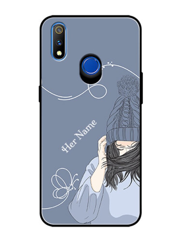 Custom Realme 3 Pro Custom Glass Mobile Case - Girl in winter outfit Design