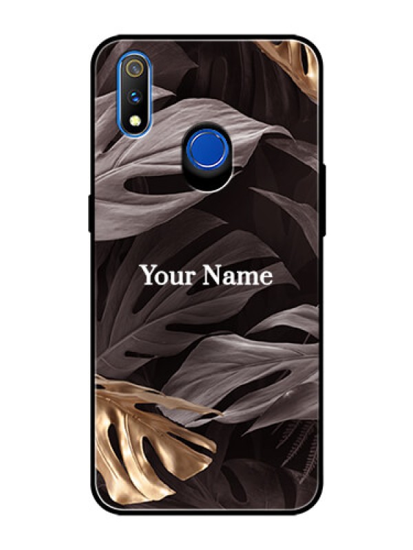 Custom Realme 3 Pro Personalised Glass Phone Case - Wild Leaves digital paint Design