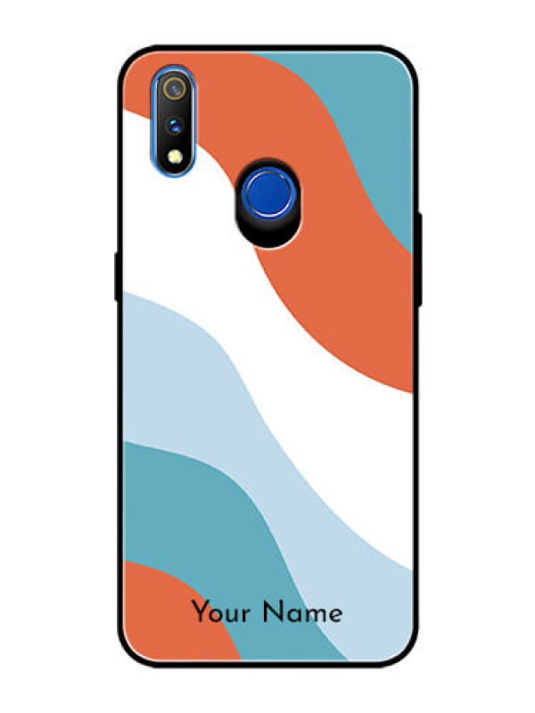 Custom Realme 3 Pro Custom Glass Mobile Case - coloured Waves Design