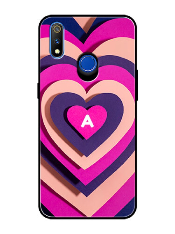 Custom Realme 3 Pro Custom Glass Mobile Case - Cute Heart Pattern Design