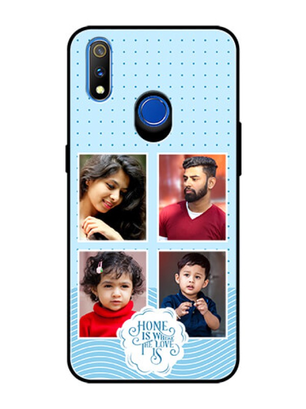 Custom Realme 3 Pro Custom Glass Phone Case - Cute love quote with 4 pic upload Design