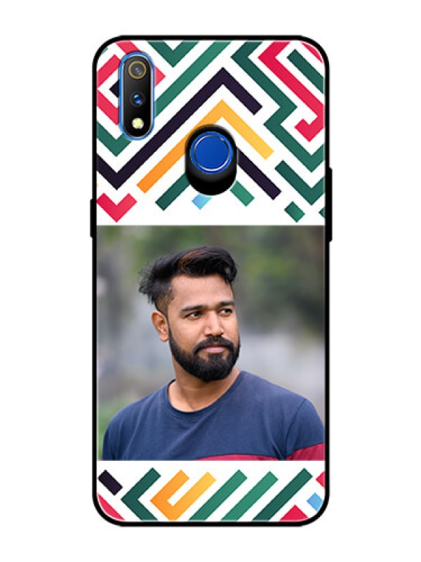 Custom Realme 3 Pro Personalized Glass Phone Case - Colorful Maze Pattern Design