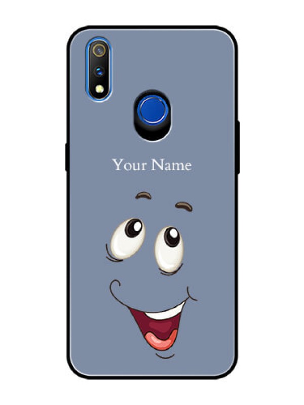 Custom Realme 3 Pro Photo Printing on Glass Case - Laughing Cartoon Face Design