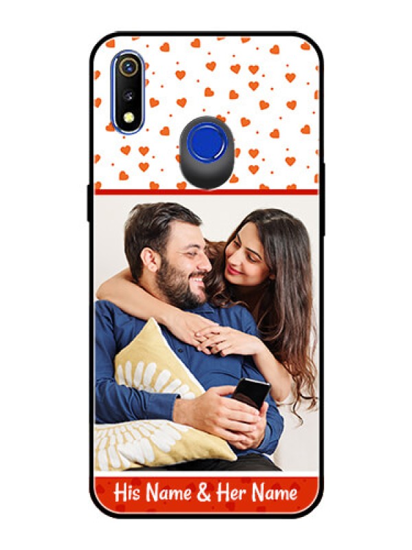 Custom Realme 3 Custom Glass Phone Case  - Orange Love Symbol Design