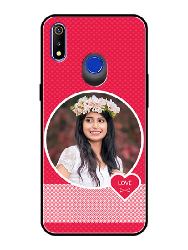 Custom Realme 3 Personalised Glass Phone Case  - Pink Pattern Design