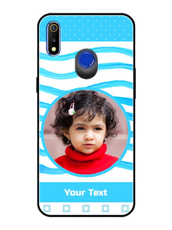 Custom Realme 3 Custom Glass Phone Case  - Simple Blue Case Design