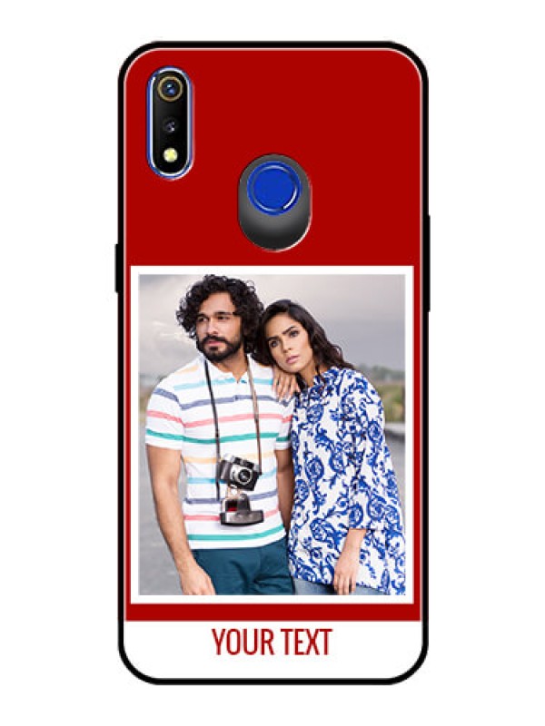 Custom Realme 3 Personalized Glass Phone Case  - Simple Red Color Design