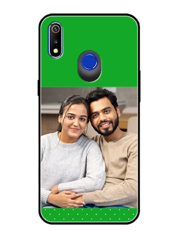 Custom Realme 3 Personalized Glass Phone Case  - Green Pattern Design