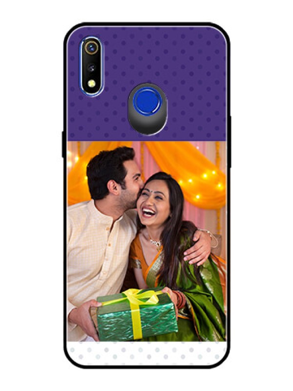 Custom Realme 3 Personalized Glass Phone Case  - Violet Pattern Design