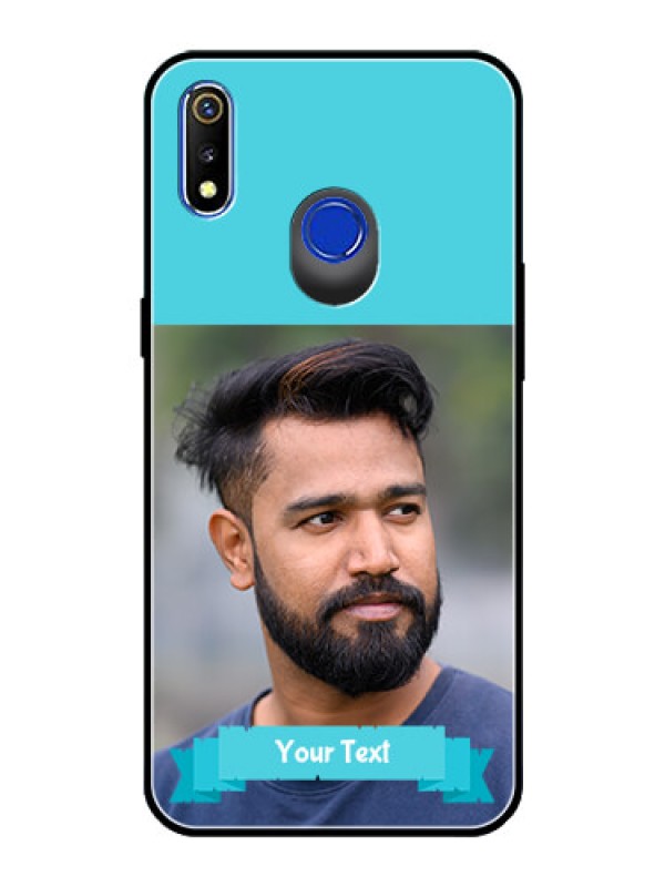 Custom Realme 3 Personalized Glass Phone Case  - Simple Blue Color Design