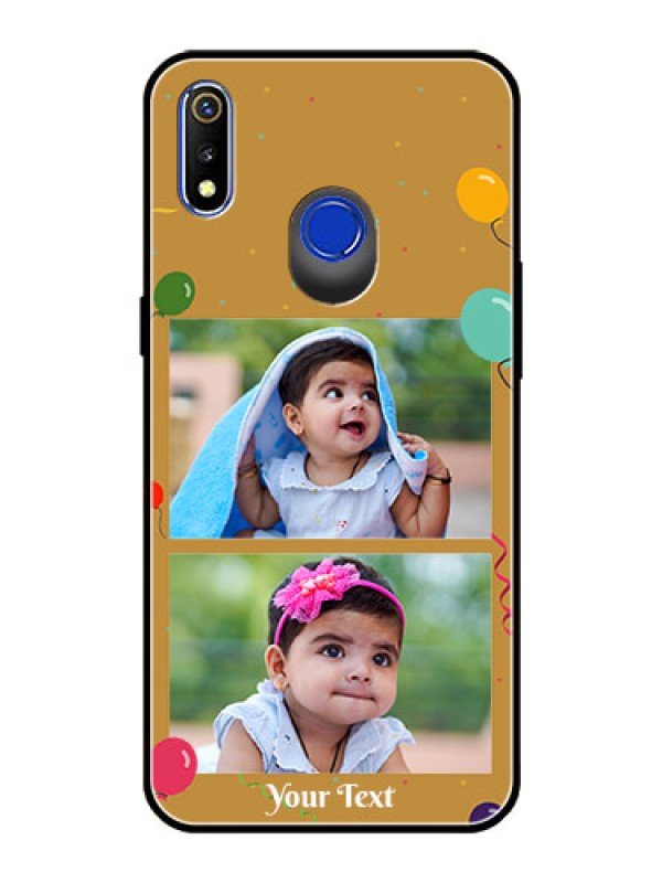 Custom Realme 3 Personalized Glass Phone Case  - Image Holder with Birthday Celebrations Design