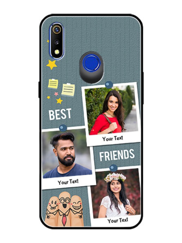 Custom Realme 3 Personalized Glass Phone Case  - Sticky Frames and Friendship Design