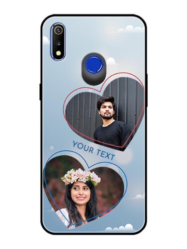 Custom Realme 3 Custom Glass Mobile Case  - Blue Color Couple Design 