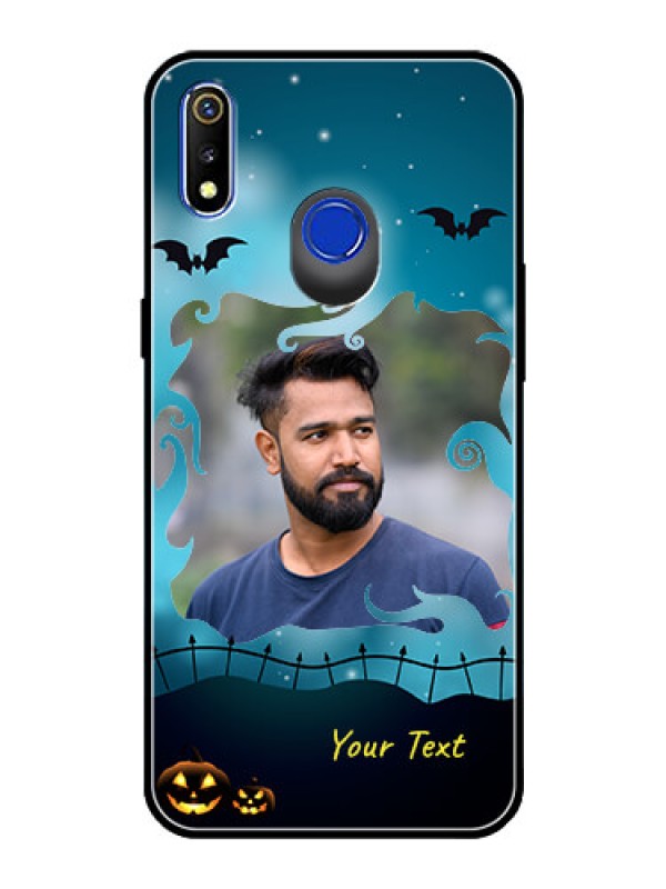 Custom Realme 3 Custom Glass Phone Case  - Halloween frame design