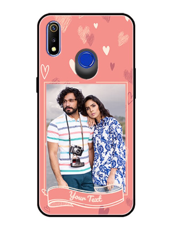 Custom Realme 3 Custom Glass Phone Case  - Love doodle art Design