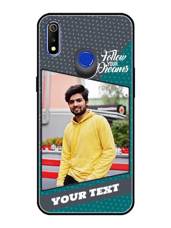 Custom Realme 3 Personalized Glass Phone Case  - Background Pattern Design with Quote