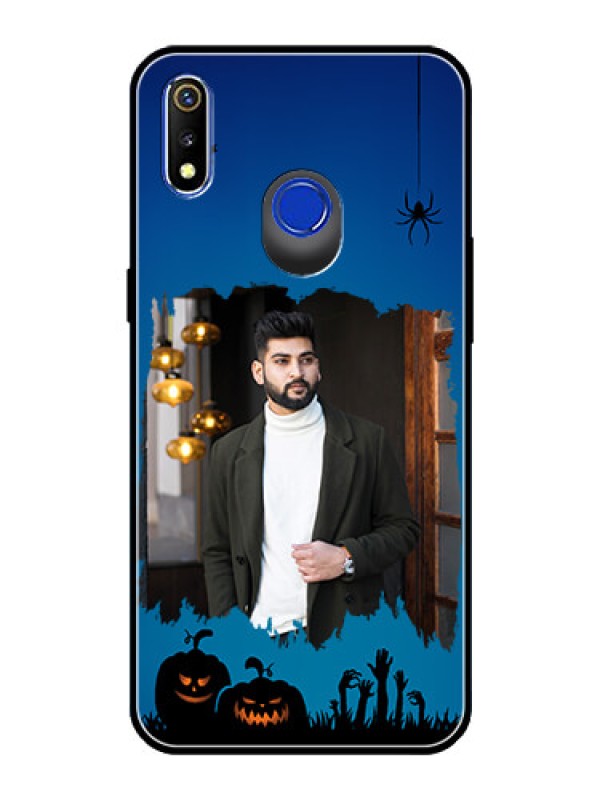Custom Realme 3 Photo Printing on Glass Case  - with pro Halloween design 