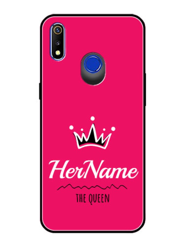 Custom Realme 3 Glass Phone Case Queen with Name