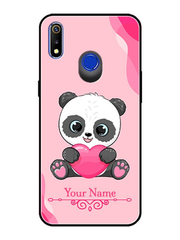 Custom Realme 3 Custom Glass Mobile Case - Cute Panda Design