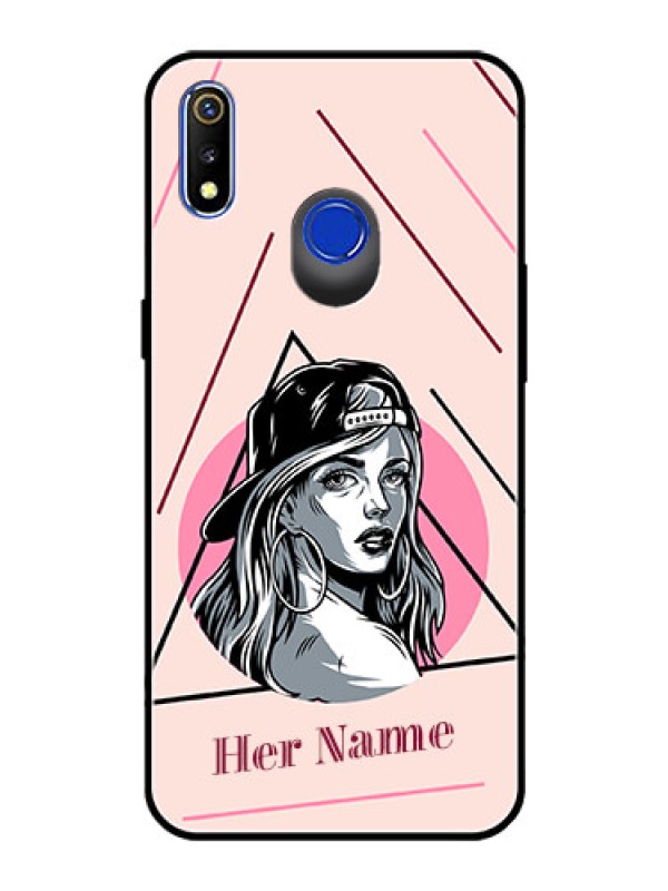Custom Realme 3 Personalized Glass Phone Case - Rockstar Girl Design