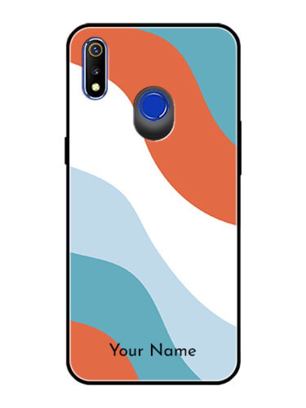Custom Realme 3 Custom Glass Mobile Case - coloured Waves Design