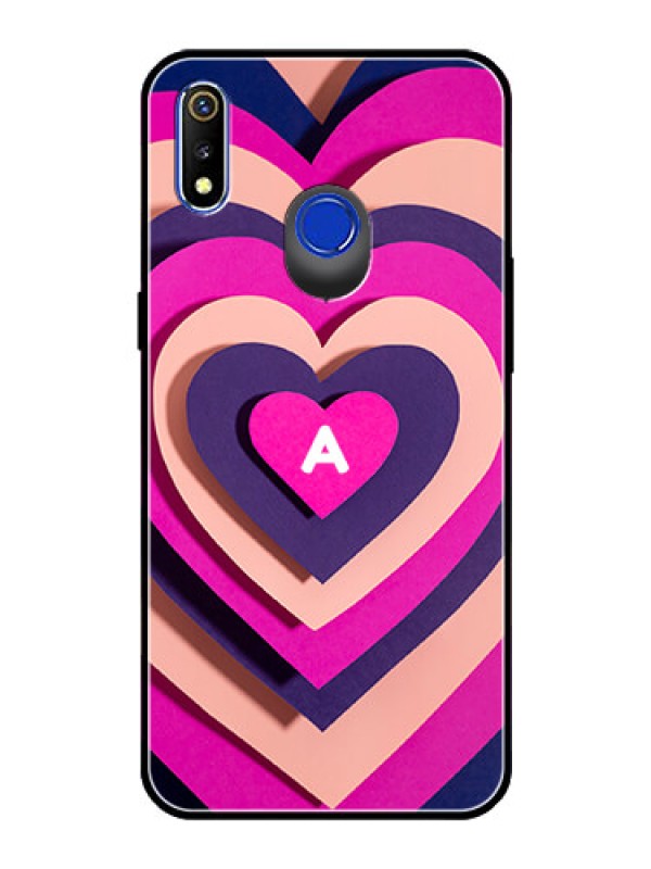 Custom Realme 3 Custom Glass Mobile Case - Cute Heart Pattern Design