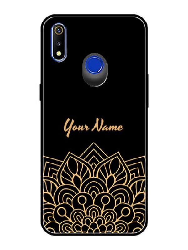 Custom Realme 3 Custom Glass Phone Case - Golden mandala Design