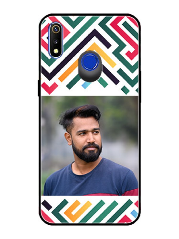 Custom Realme 3 Personalized Glass Phone Case - Colorful Maze Pattern Design