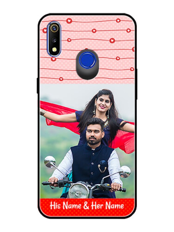 Custom Realme 3i Personalized Glass Phone Case  - Red Pattern Case Design