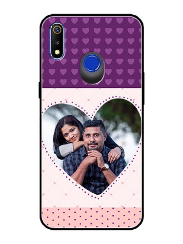 Custom Realme 3i Custom Glass Phone Case  - Violet Love Dots Design