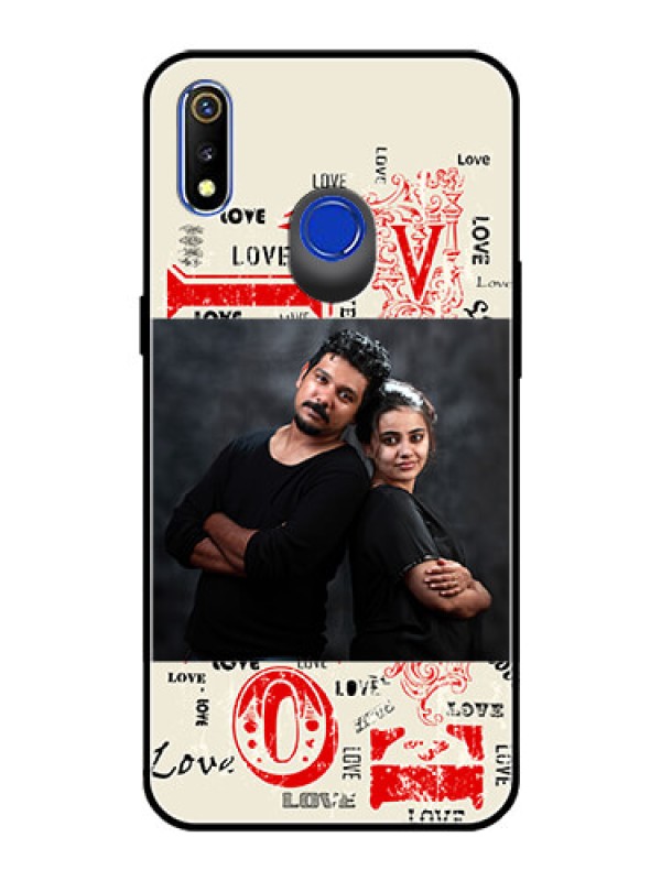 Custom Realme 3i Photo Printing on Glass Case  - Trendy Love Design Case