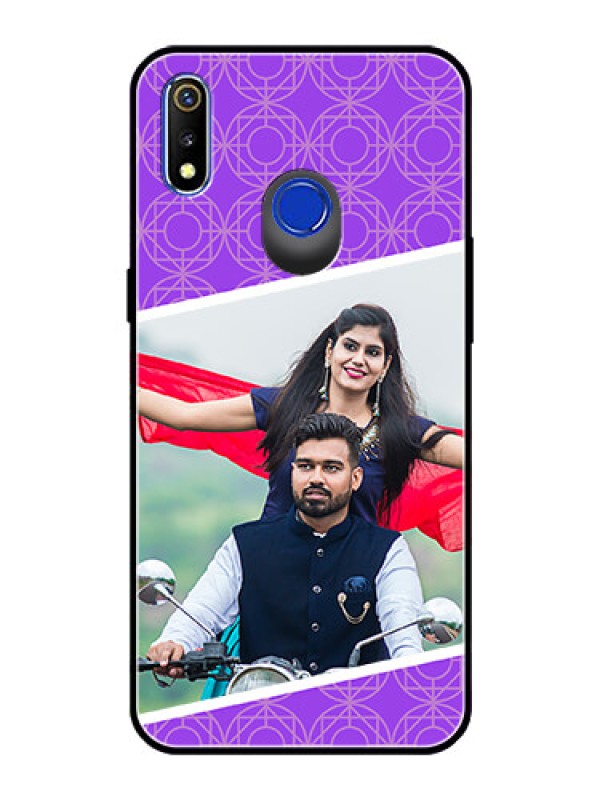 Custom Realme 3i Custom Glass Phone Case  - Violet Pattern Design