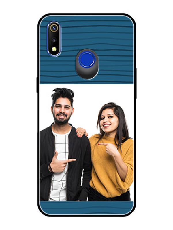 Custom Realme 3i Custom Glass Phone Case  - Blue Pattern Cover Design