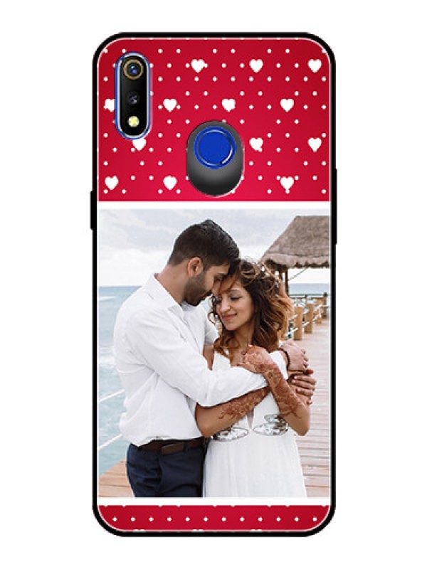 Custom Realme 3i Photo Printing on Glass Case  - Hearts Mobile Case Design