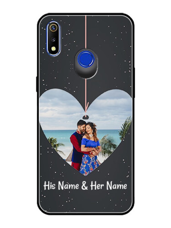 Custom Realme 3i Custom Glass Phone Case  - Hanging Heart Design